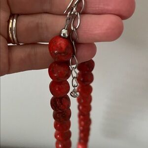 Jay King signed sterling red coral beaded necklace